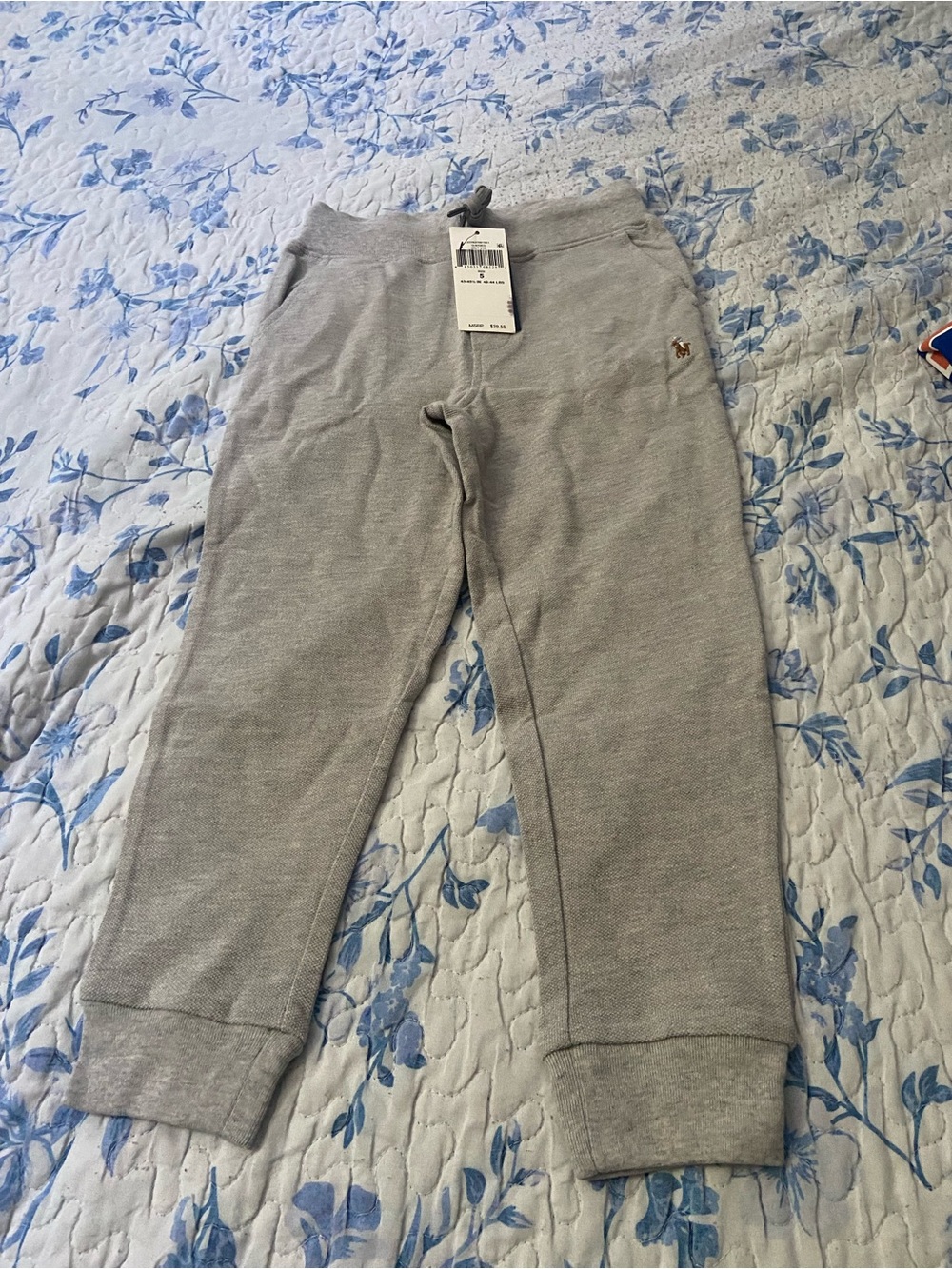 Classic Gray Kids Sweatpants with Embroidered Pony